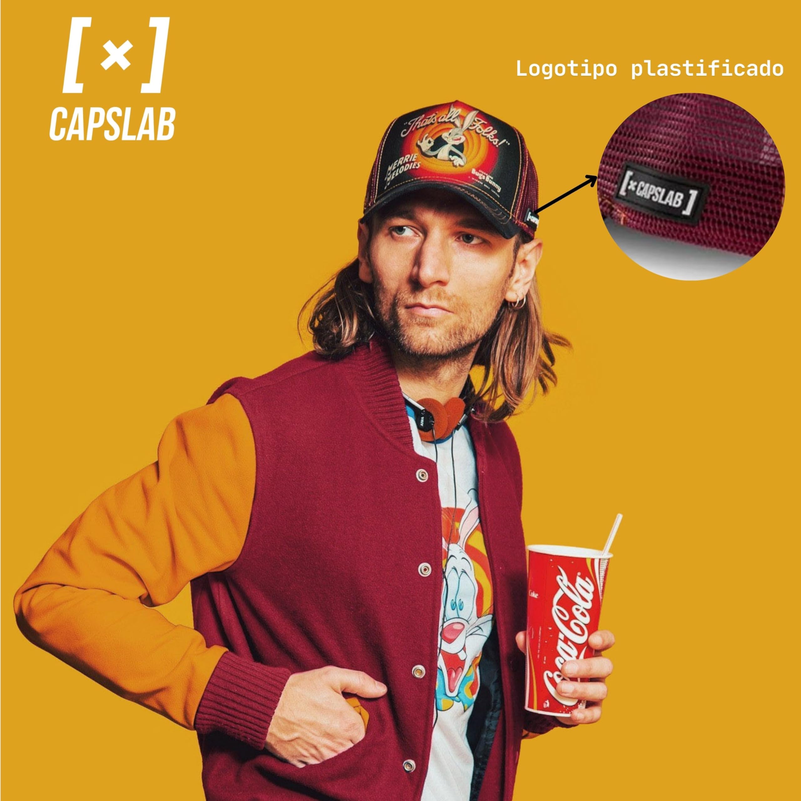 Capslab Casquette Looney Tunes Bugs Bunny Gris Filet Rouge