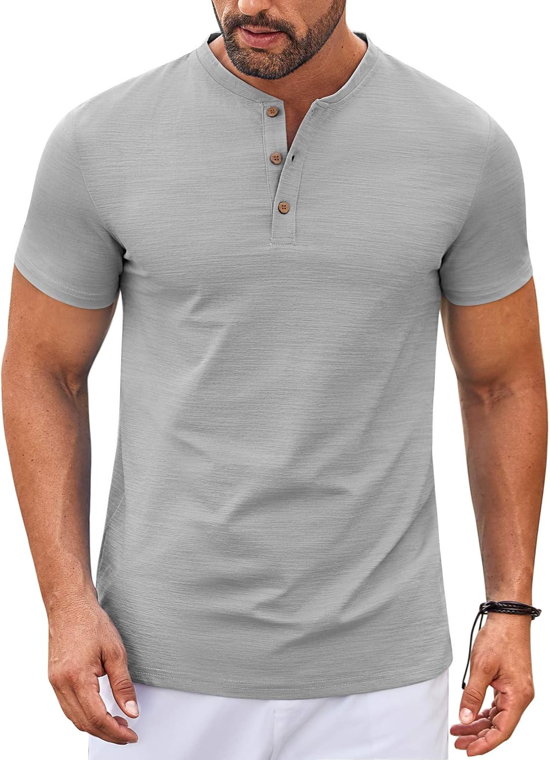 COOFANDY Mens Henley Shirts Short Sleeve Casual Button Down Shirts Lightweight Summer Basic Tee