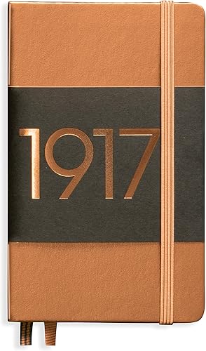 LEUCHTTURM1917 Edición especial metálica - Cuaderno de tapa dura de punto A6 (cobre), 187 páginas numeradas