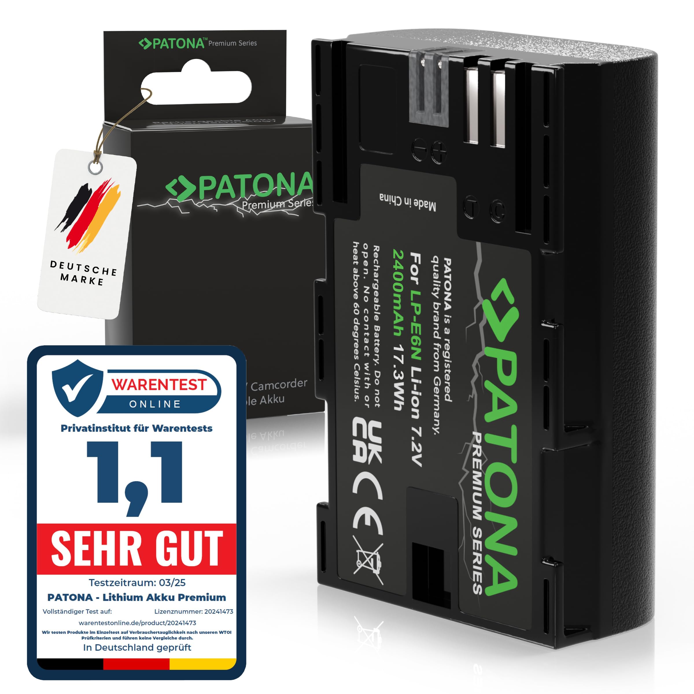 PATONA Premium LP-E6N Batarya 2400 mAh Yedek Batarya Canon…