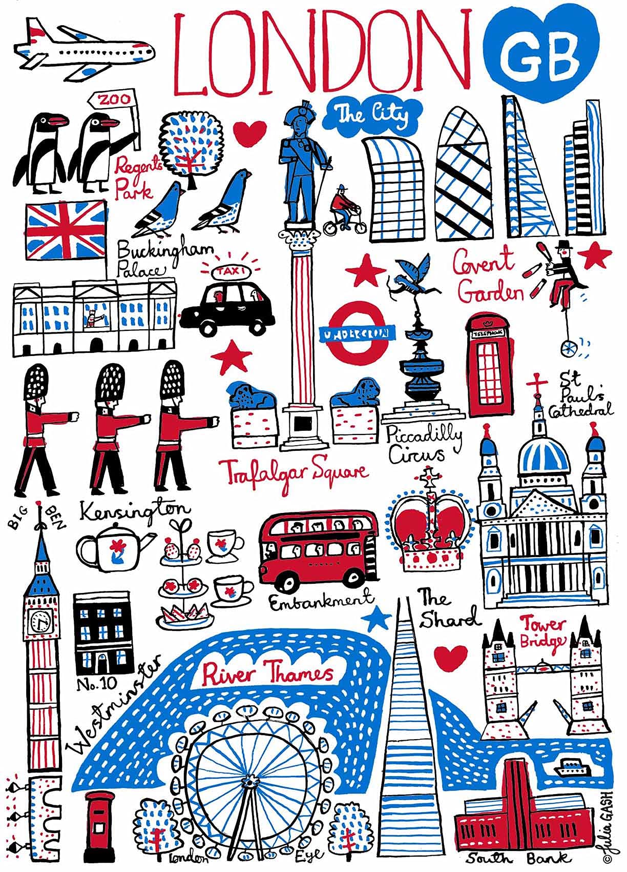 Julia Gash London Art Print, Paper, No Frame, 28x35.5cm