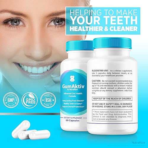 Miniatura 8 de NutraRize GumAktiv - Fórmula probiótica oral oficial, cápsulas de bienestar dental Gum Aktiv, apoyo totalmente natural para dientes y encías