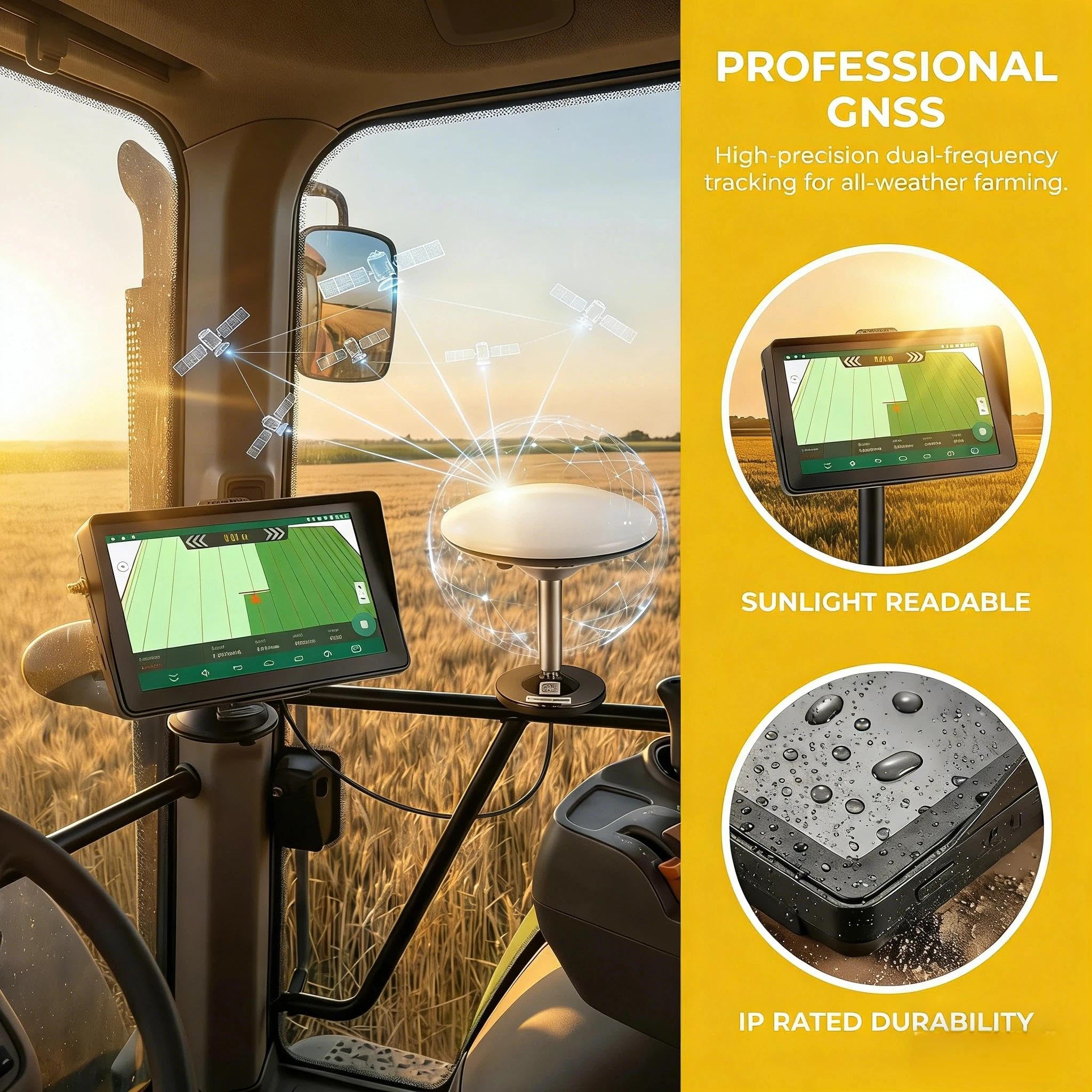 Navigatore GPS per agricoltura, ricevitore GNSS ad alta precisione da 7 pollici con anti-interferenza per orientamento agricolo, aratura, fertilizzazione, livellamento del suolo