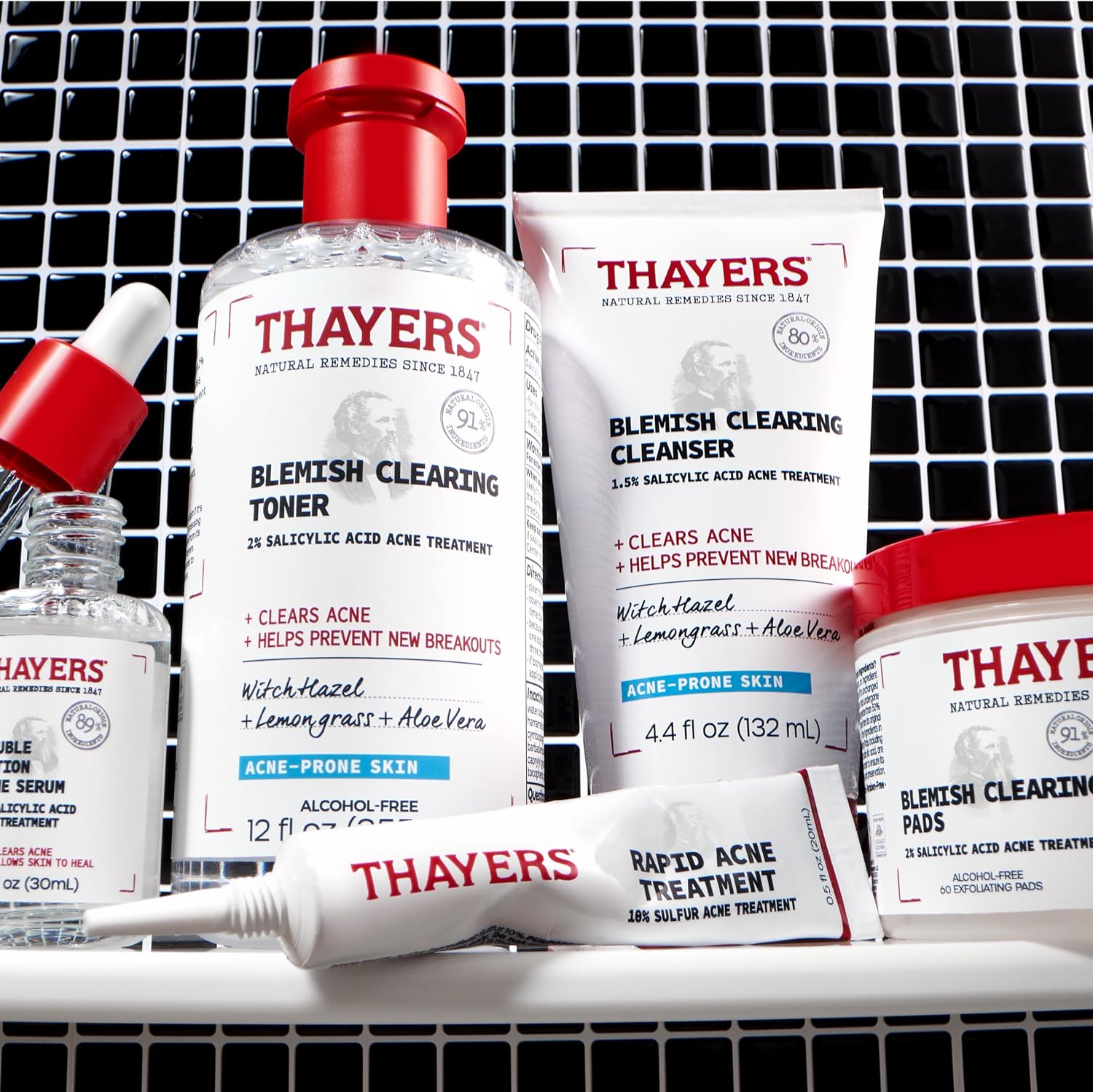 Thayers Blemish Clearing Salicylic Acid Toner, Face Toner with 2% Salicylic Acid, Soothing & Non-Stripping Skin Care, 12 Fl Oz + Pads 60 Ct