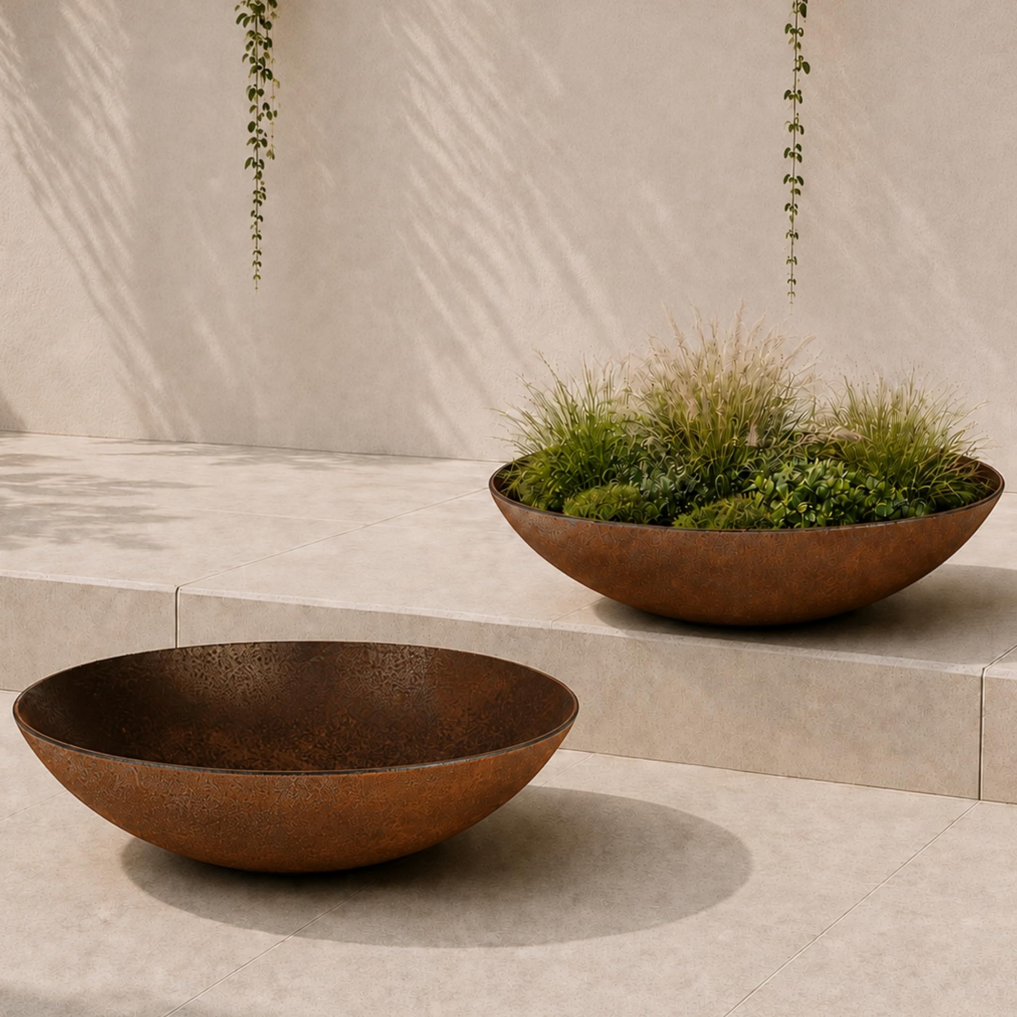 matches21 HOME & HOBBY Weatherproof Plant Pots 2 PCS. for Outdoor Use in 35 cm - Rust Look as Flower Pots - Decorative Pots