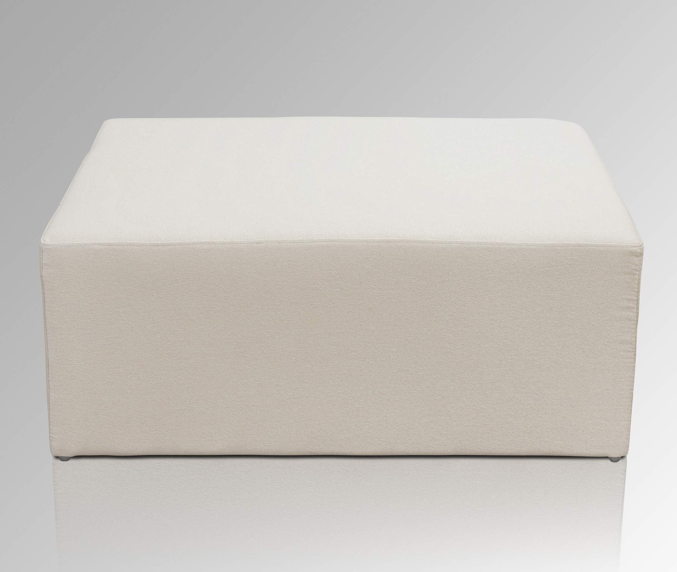 AMARIS ElementsJoe Velvet Stool Square XL 100 x 70 x 45 cm Beige Cream Stool Rectangular Sofa Stool
