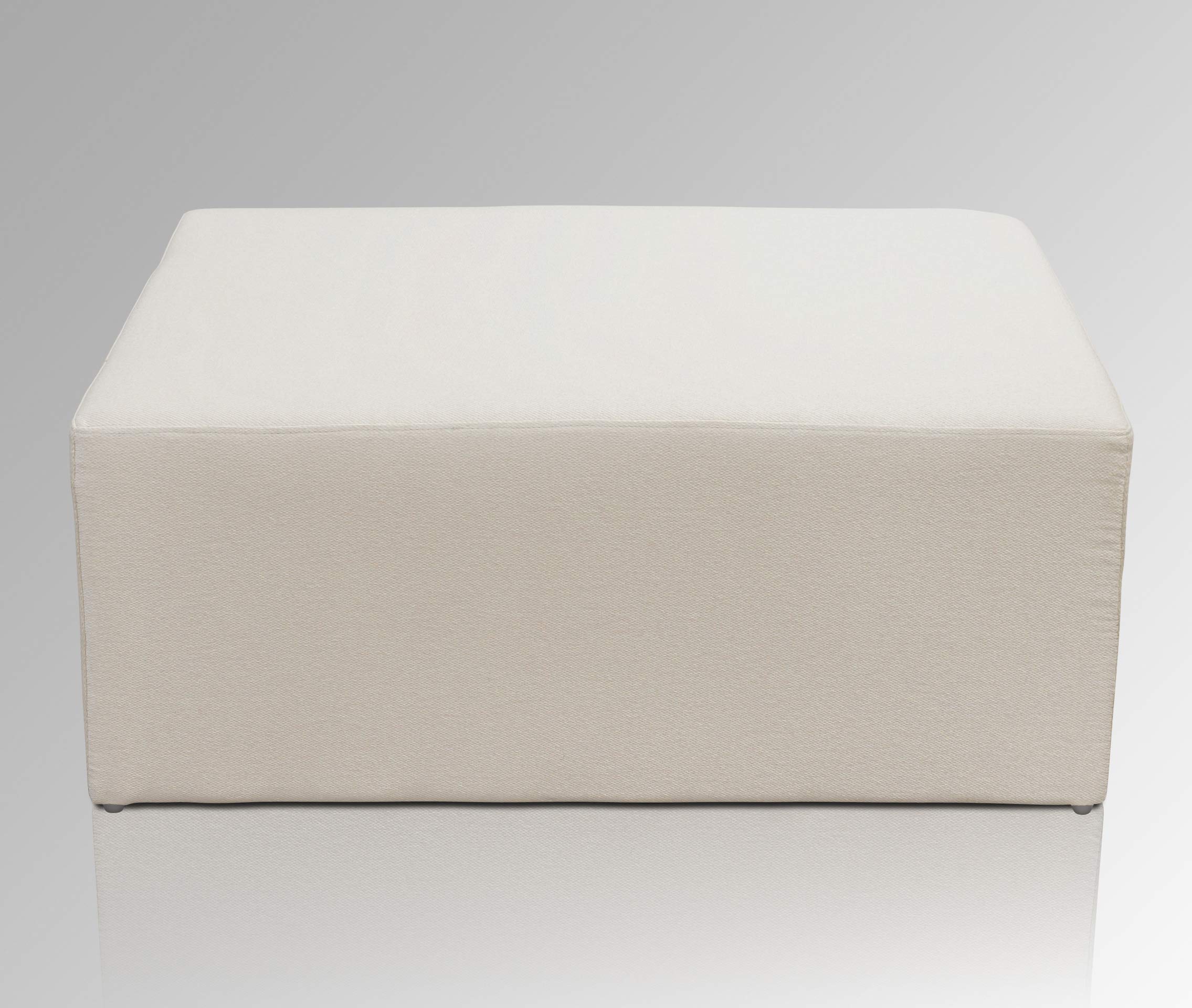 AMARIS ElementsJoe Velvet Stool Square XL 100 x 70 x 45 cm Beige Cream Stool Rectangular Sofa Stool