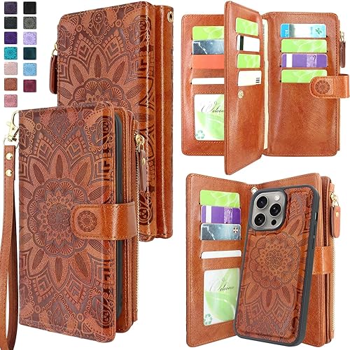 Harryshell Funda tipo cartera compatible con iPhone 15 Pro Max de 6.7 pulgadas 5G 2023, funda extraíble desmontable para teléfono, bolsillo para Harryshell Funda tipo cartera compatible con iPhone 15 Pro Max de 6.7 pulgadas 5G 2023, funda extraíble desmontable para teléfono, bolsillo para