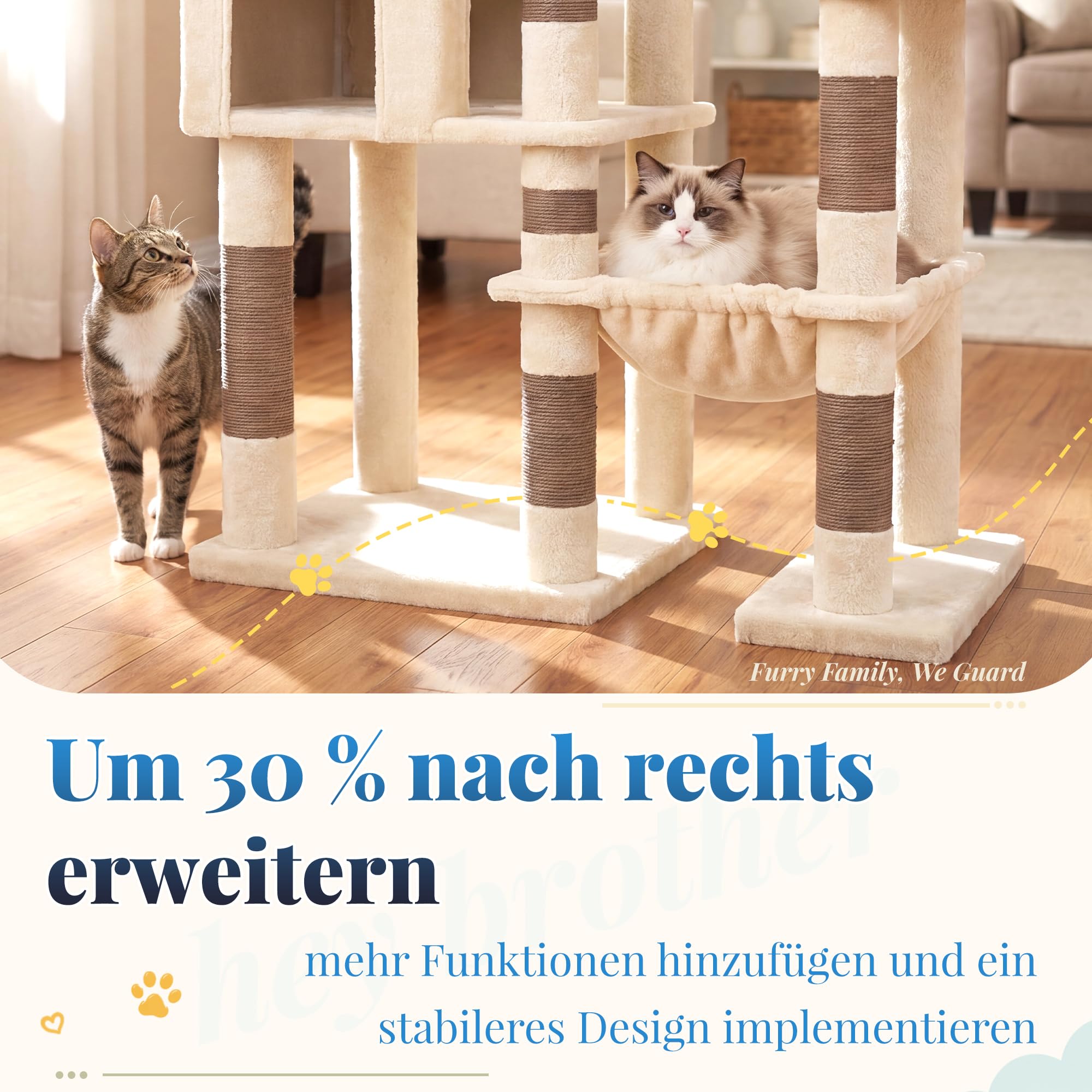 Hey-brother Kratzbaum, 185 cm XXL Katzenbaum mit 4 Plattformen, MPJ074MJ
