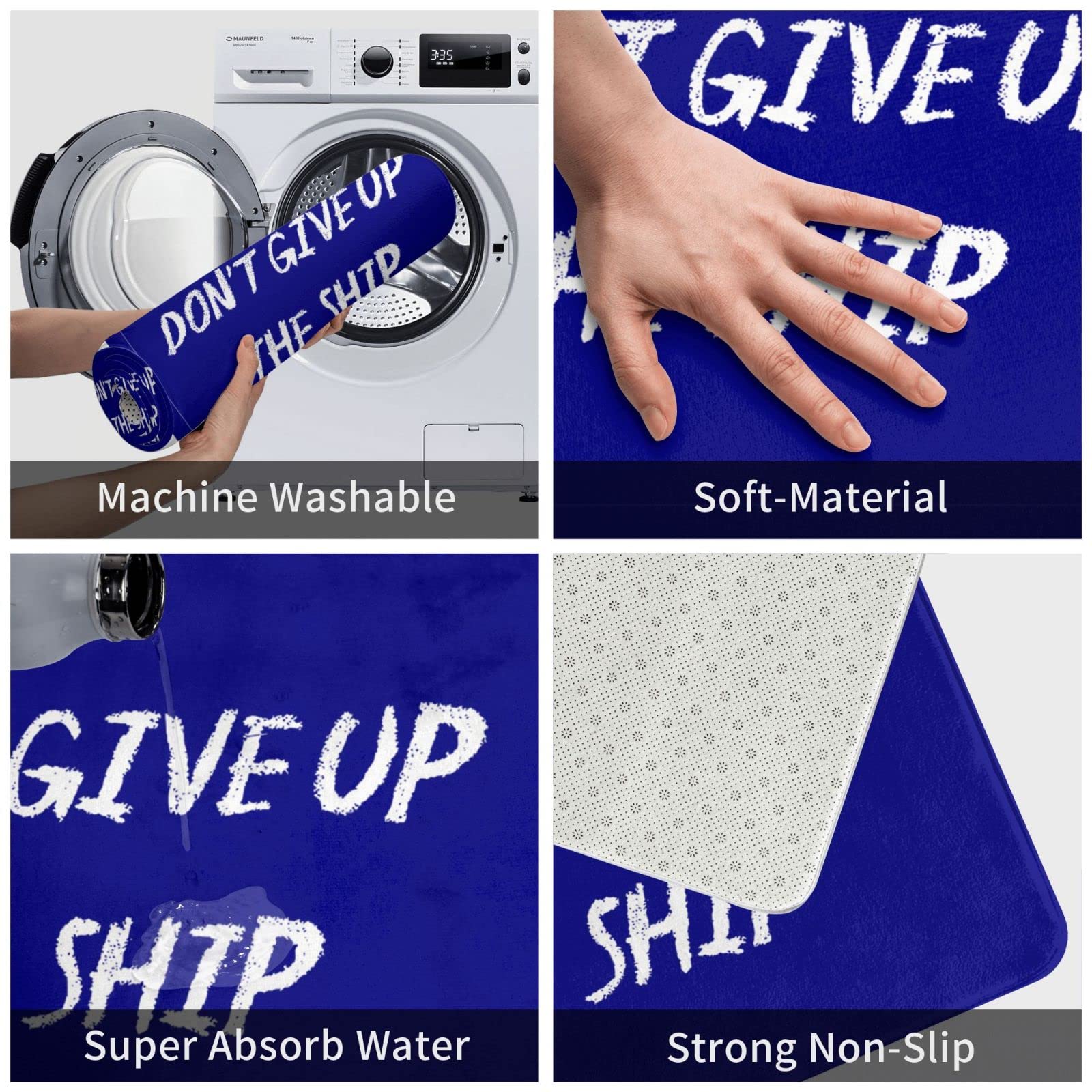 Zerbino per tenda Don't Give Up The Ship Mat Farmhouse Bagno Mats Tappeto Runner da bagno (Dimensioni: 65 x 90 cm)