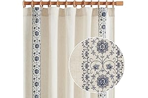 Jinchan Blue Vintage Floral Blue Print Curtains