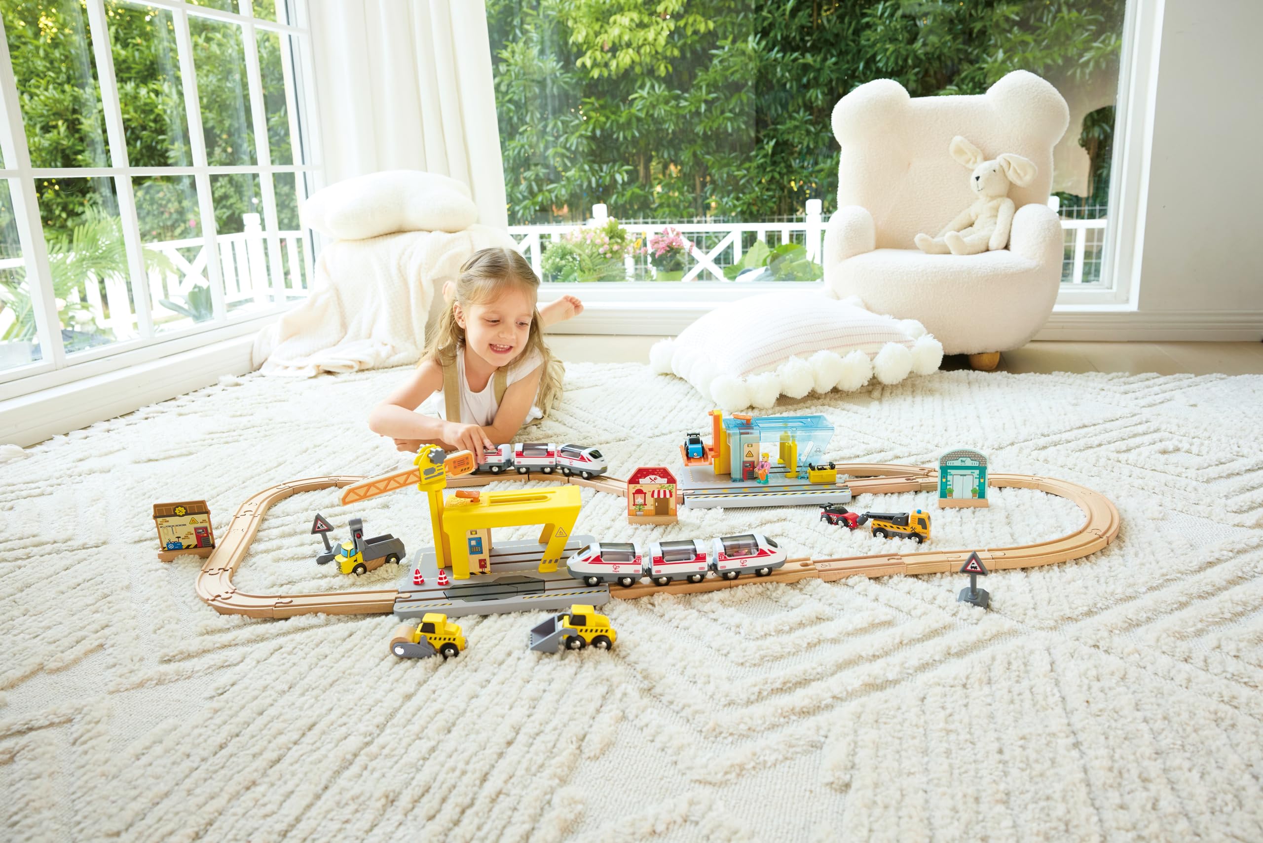 Grúa de construcción Hape para niños|Set Ampliable para Juego Creativo