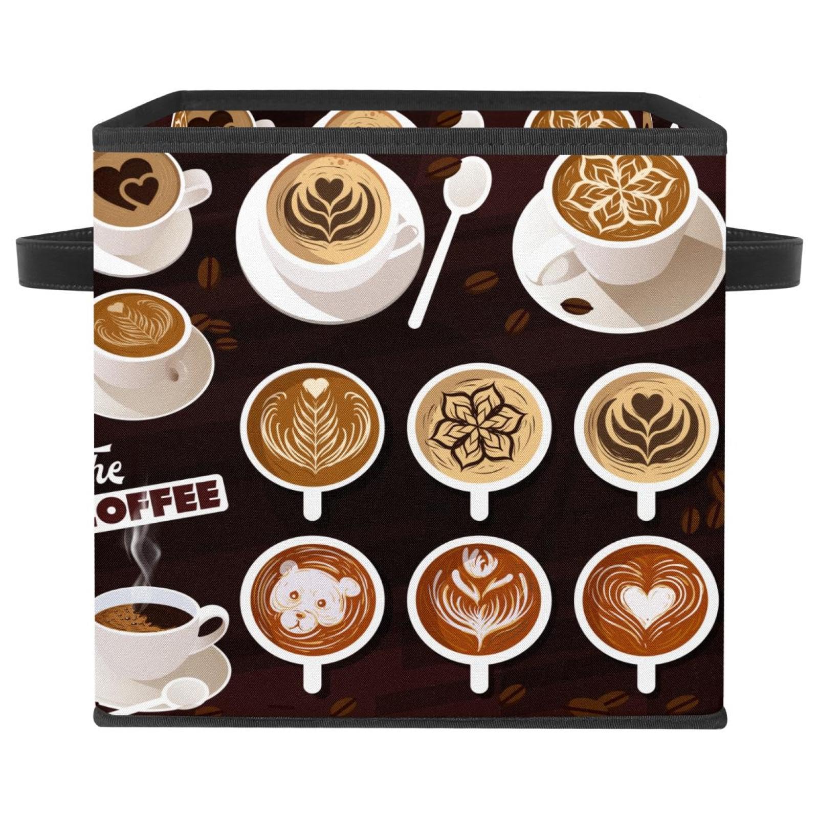 Boîte de rangement pliable de qualité supérieure motif Latte Coffee