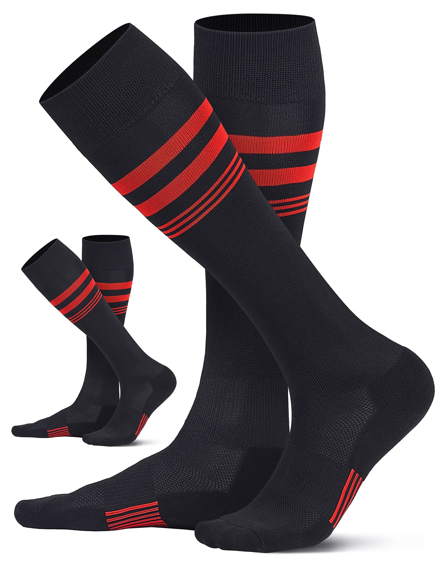 CS CELERSPORT Striped Soccer Athletic Knee High Socks for Kids Youth Adult