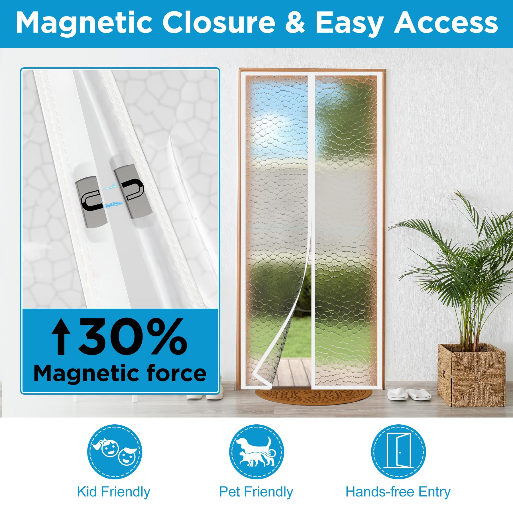 Magnetischer Türvorhang Mit Isolierung – Transparent, Für Türen Bis 91,4x203,2 Cm, Wärme- Und Kälteschützend