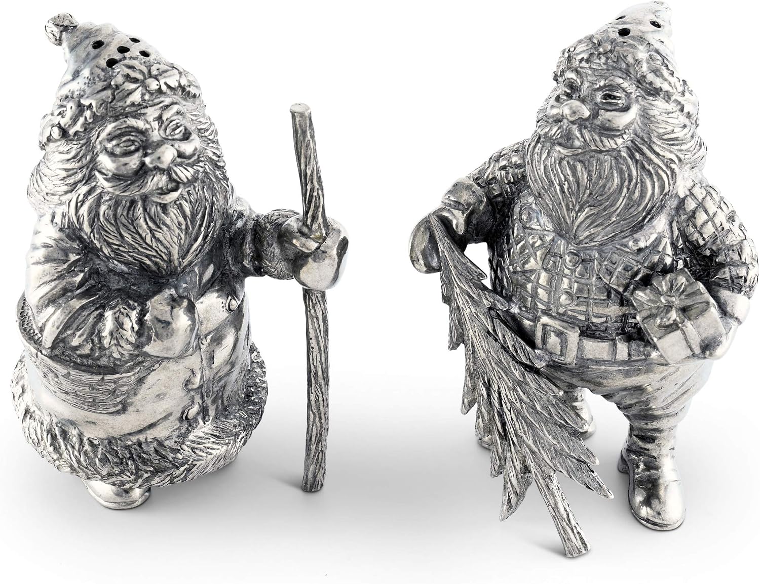 Vagabond House Pewter St. Nick/Santa Salt and Pepper Shaker Christmas Artisanal Gift 4 inch Tall