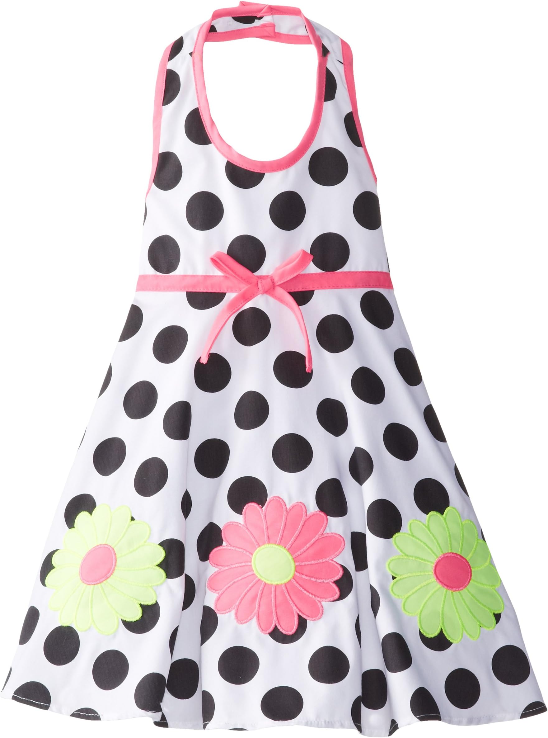 Blueberi Boulevard Little Girls' Fuchsia Dot-Print Daisy-Border Sundress