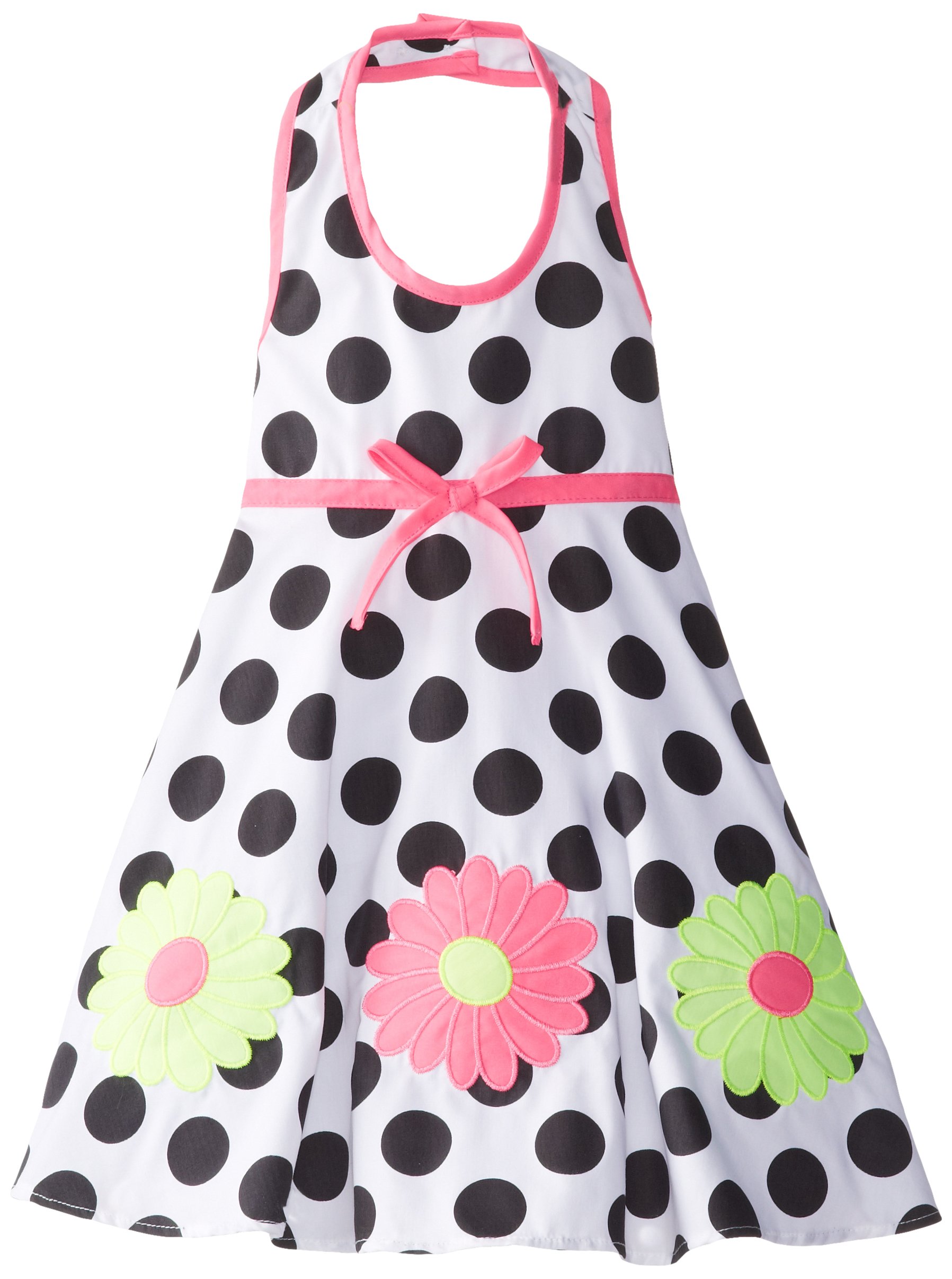 Blueberi Boulevard Little Girls' Fuchsia Dot-Print Daisy-Border Sundress