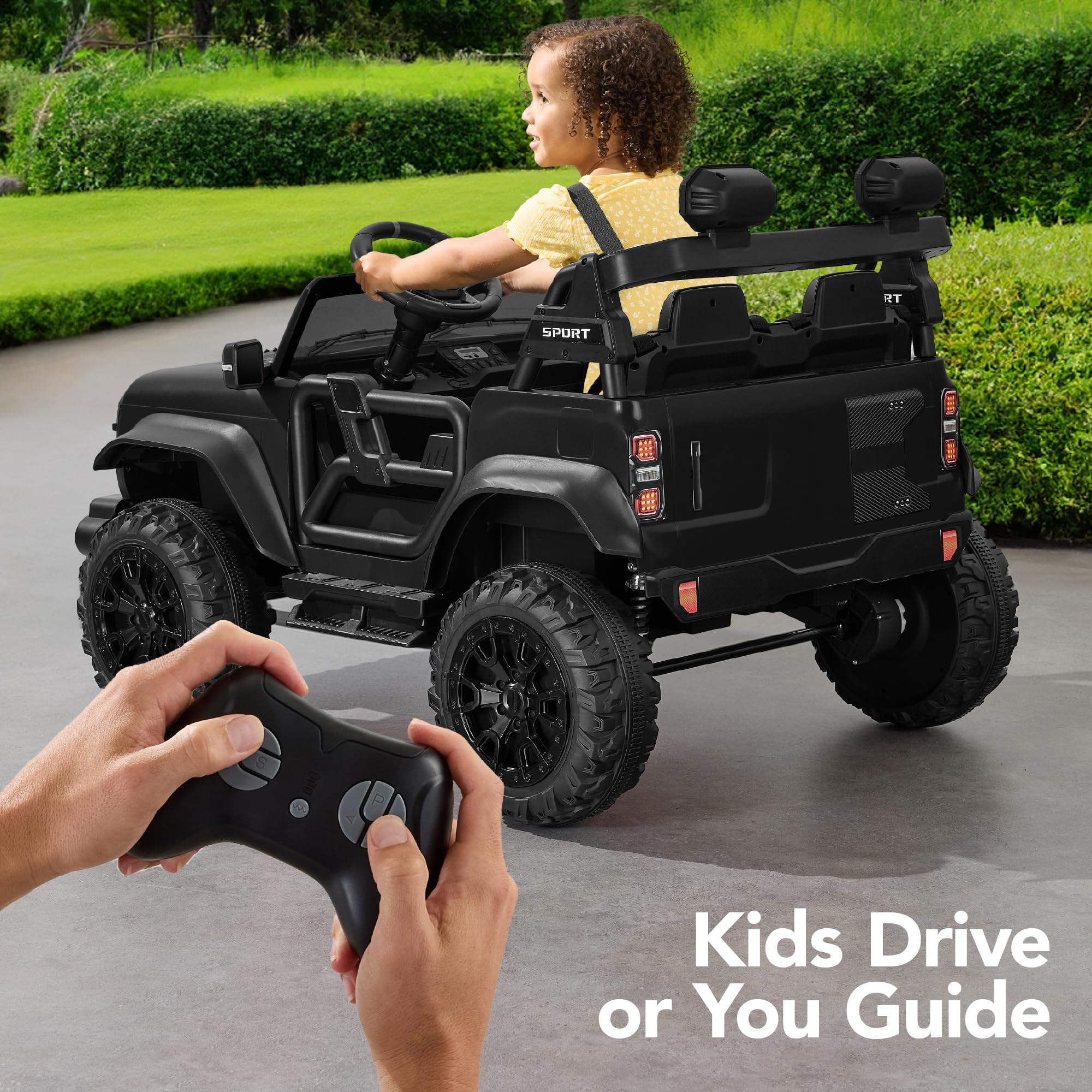 Best Choice Products Kids 24V 2-Seater Electric Ride On Car Truck w 132lb Weight Capacity Parent Control Bluetooth LED Lights - Black product thumbnail 5