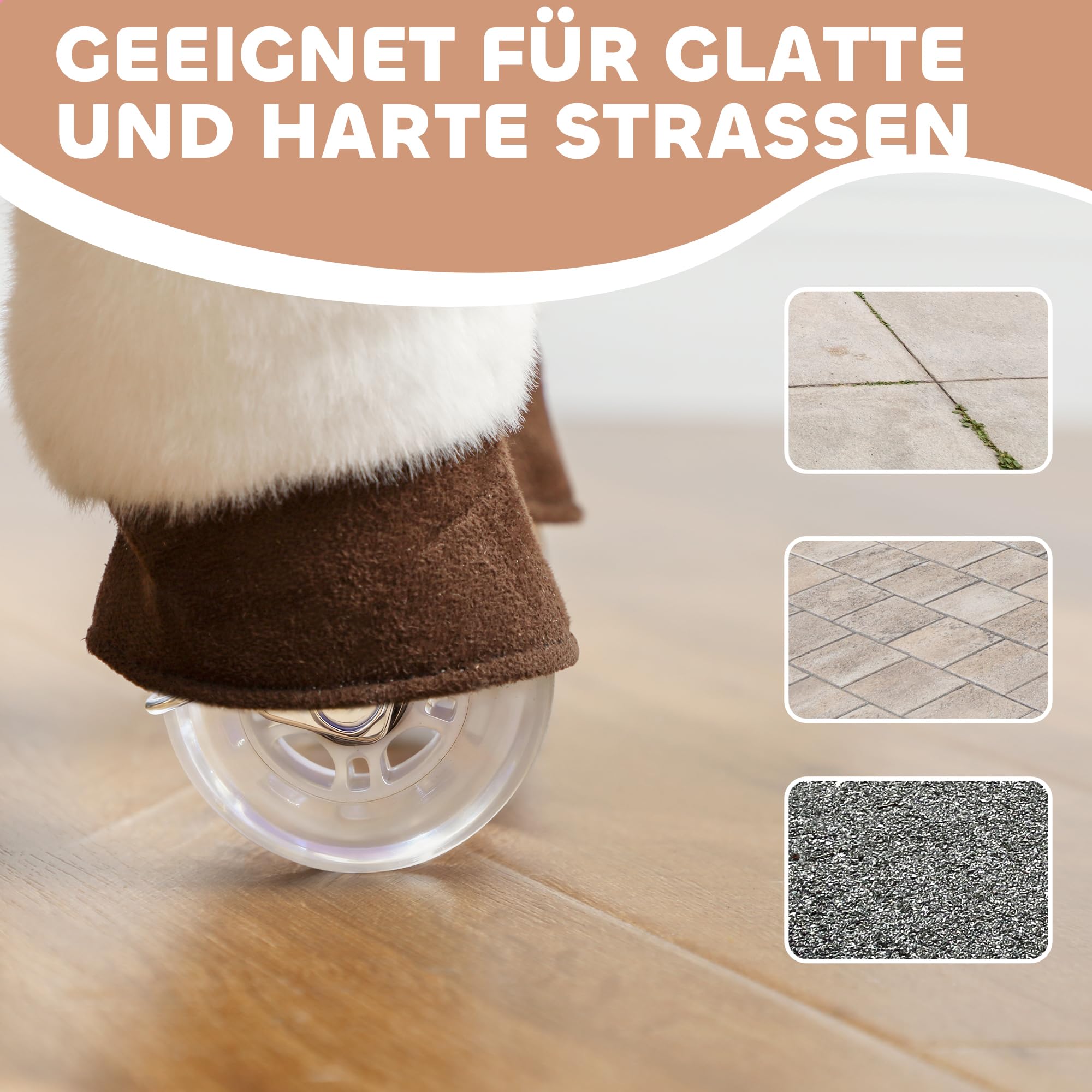 AIYAPLAY Reitpferd, Spielpferd zum Reiten mit Sattel Rollen, 80 cm Stehpferd, Plüschpferd für Kinder 3-5 Jahre, bis 25 kg, Braun