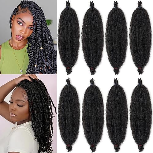 18 Inch Springy Afro Twist Hair 8 Packs Pre Fluffed