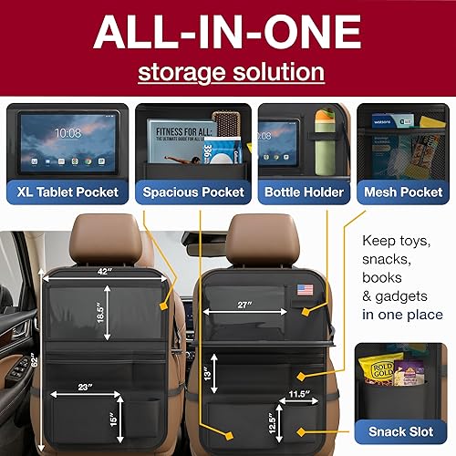 Miniatura 3 de Organizador de asiento trasero de automóvil con soporte para tableta (paquete de 2)  Organizador de almacenamiento de coche Oxford 600D actualizado