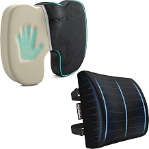 FORTEM Chair Seat Cushion Velour, Black + Lumbar Support