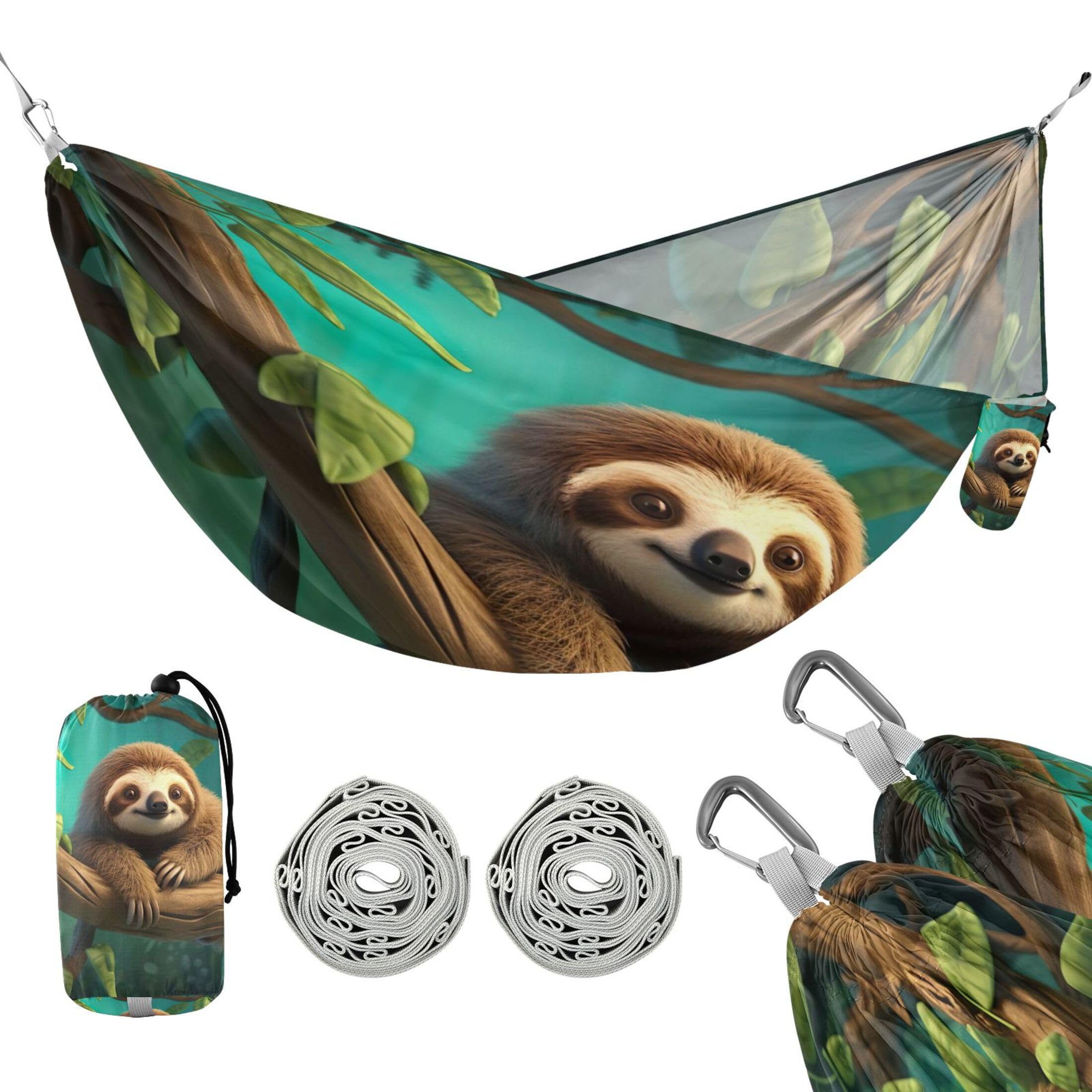 Takiito Sloth Hammock 330 lb Capacity Travel Camping Hammock with Tree Straps, Portable Lightweight for Outdoor Beach Backpacking Backyard Patio