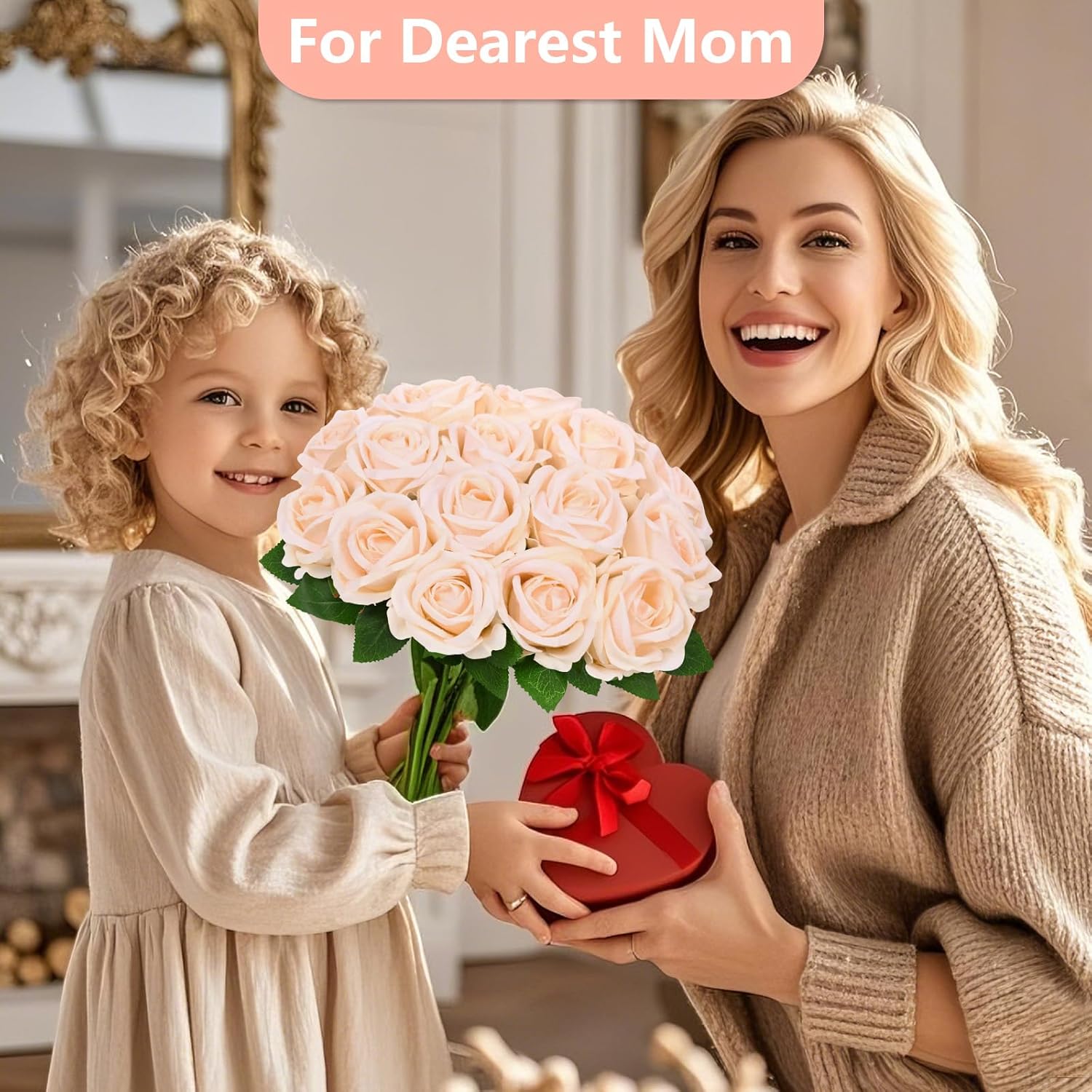 100 Pcs Champagne Roses Artificial Flowers, Real Touch Velvet Roses Bouquet Fake Flowers Bulk, Artificial Roses with Long Stems for Valentines Day Gift DIY Bridal Wedding Centerpiece Decorations - Image 8