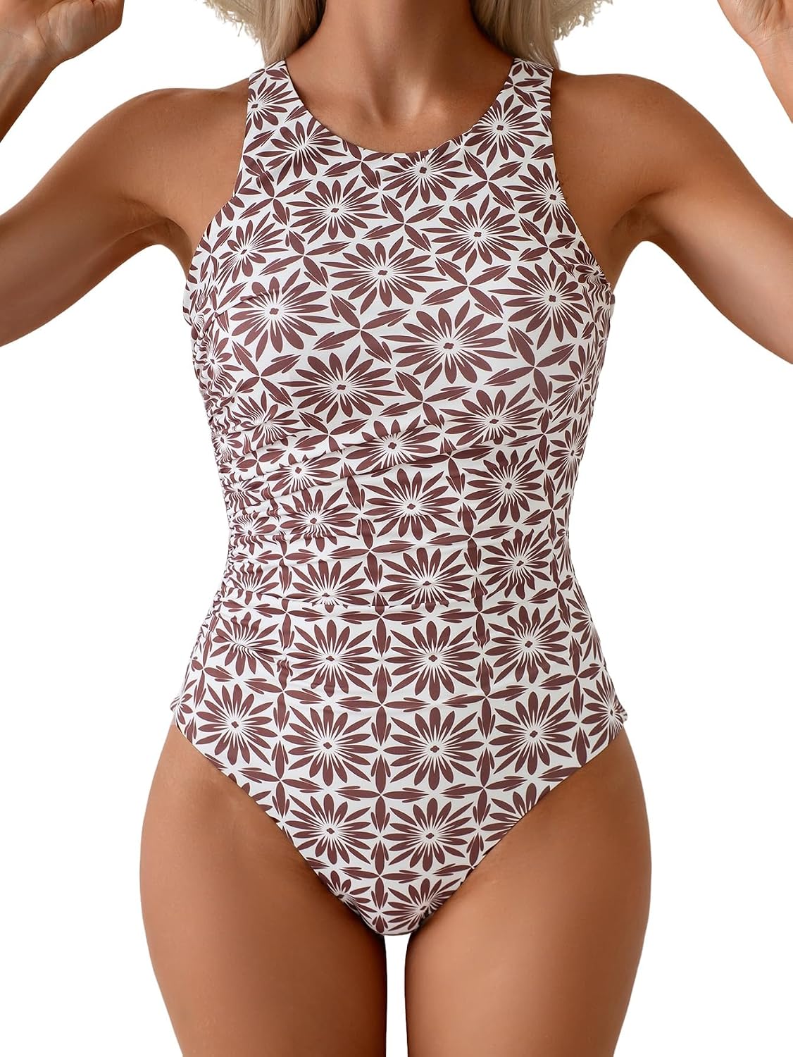 Aidonger One Piece Bathing Suit for Women High Neck Tummy Control Swimsuit Modest Slimming Full Coverage Swimwear