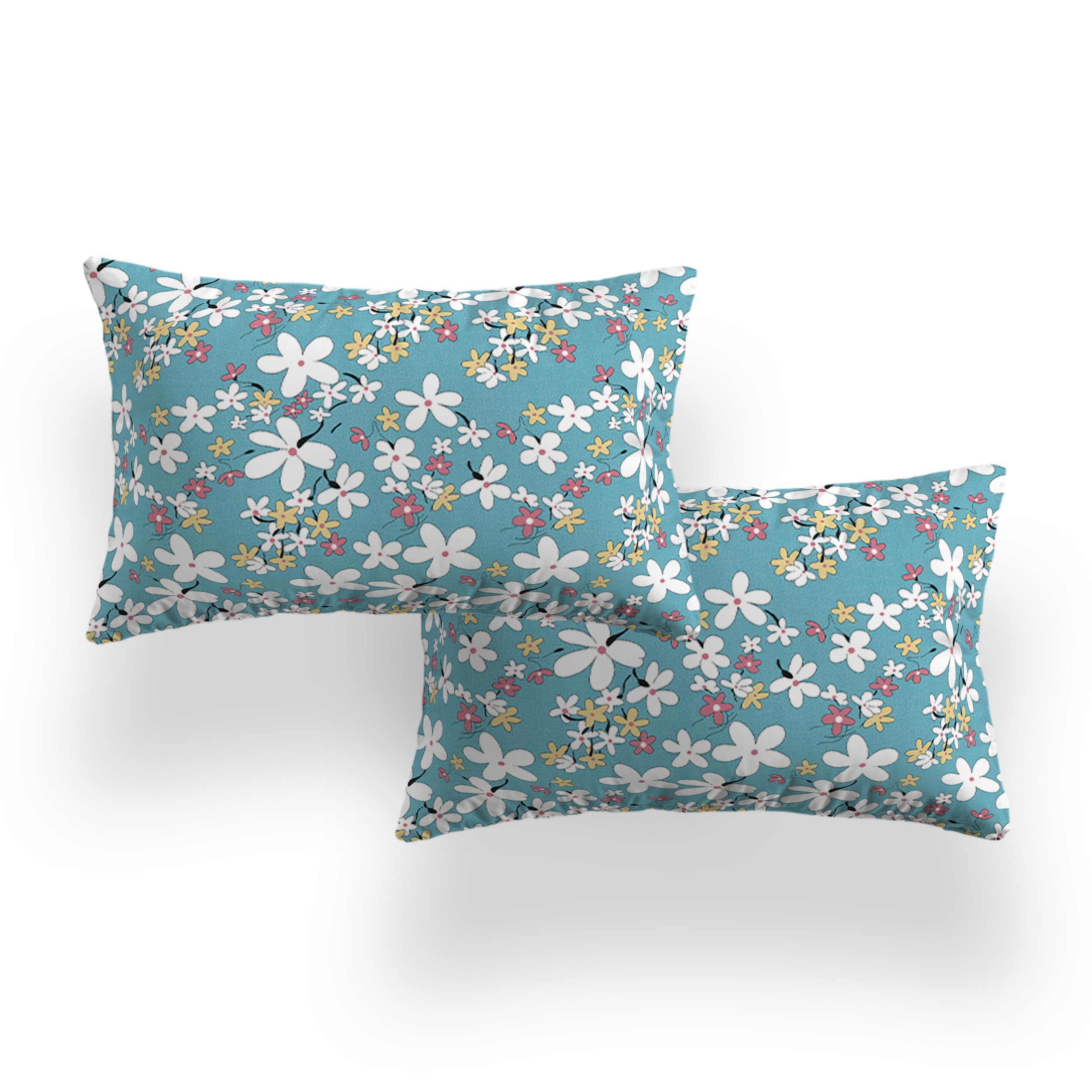 LOOMLYFE 300TC Premium Pillow Covers | Set of 2 | Size 17" x 27" - SkyBlueFlower