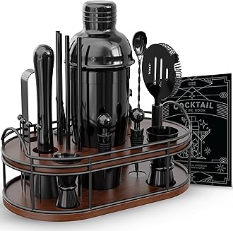 22-Piece Bar Set, Cocktail Shaker Set, Bartender Kit - Cocktail Kit, Bar Accessories for The Home Bar Set, Cocktail Set, Bar Tools, Bartender Set, Bar Kit, Shaker Set Bartender Kit (Black)