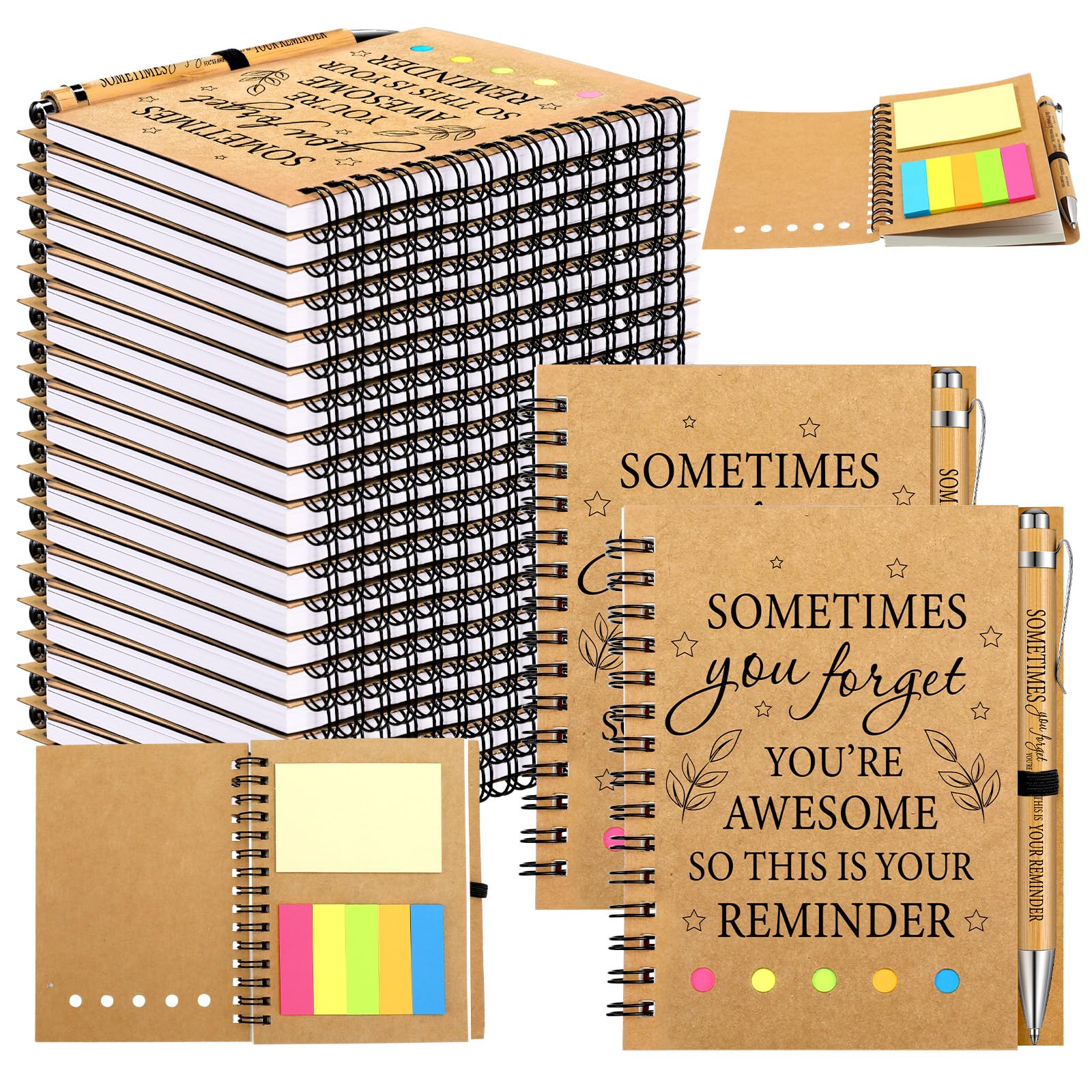 Yeaqee 100 Pcs Inspirational Gifts Set Include 50 Spiral Notebooks 50 Pens May You Be Proud of The Work You Do Motivational Thanks Gifts for Coworker