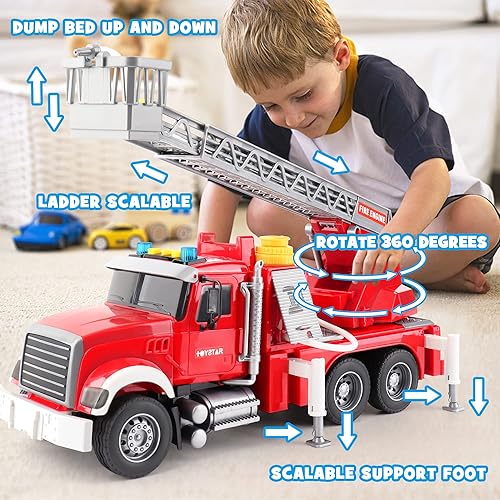 Miniatura 2 de Dwi Dowellin 15" Large Garbage Truck Toy,Friction Powered Waste Management Garbage Truck with Lights and Sounds,3 Rear Loader Trash Cans,Gift for 3+