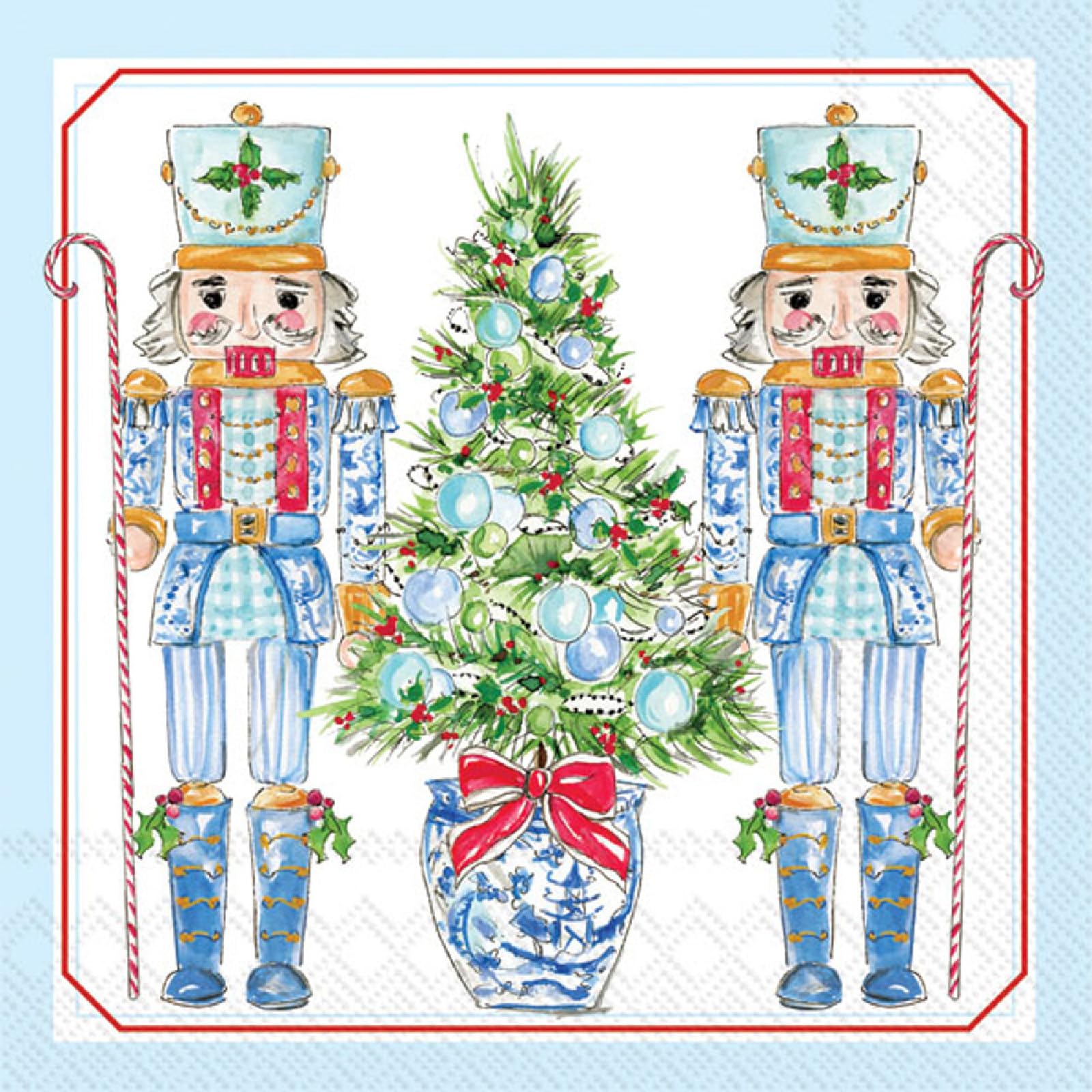 Blue Nutcrackers Party Napkins - 40 Count | 2 Packages of 20CT Cocktail Napkins | Festive Christmas Design