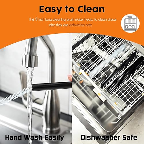 Miniatura 4 de ALINK Pajitas de repuesto para botella de agua aislada Owala FreeSip de 32 onzas y 24 onzas, paquete de 6 popotes de plástico negro reutilizables