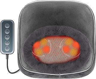 Neuksso Shiatsu Foot Massager Machine, 2-in-1 Foot and Back Massager with Heat, Kneading Foot Massager with 3 Adjustable Heating Levels, 15/20/30 Mins Auto Shut-Off Foot Warmer for Home/Office (Gray)