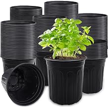 Anyumocz 120 Pcs 1 Gallon Plant Nursery Pots,Plastic Seed Starter Pots with Drainage Holes,Garden Flower Container Seedling Pot for Planting,Transplanting,Cuttings,Home GardenBlack