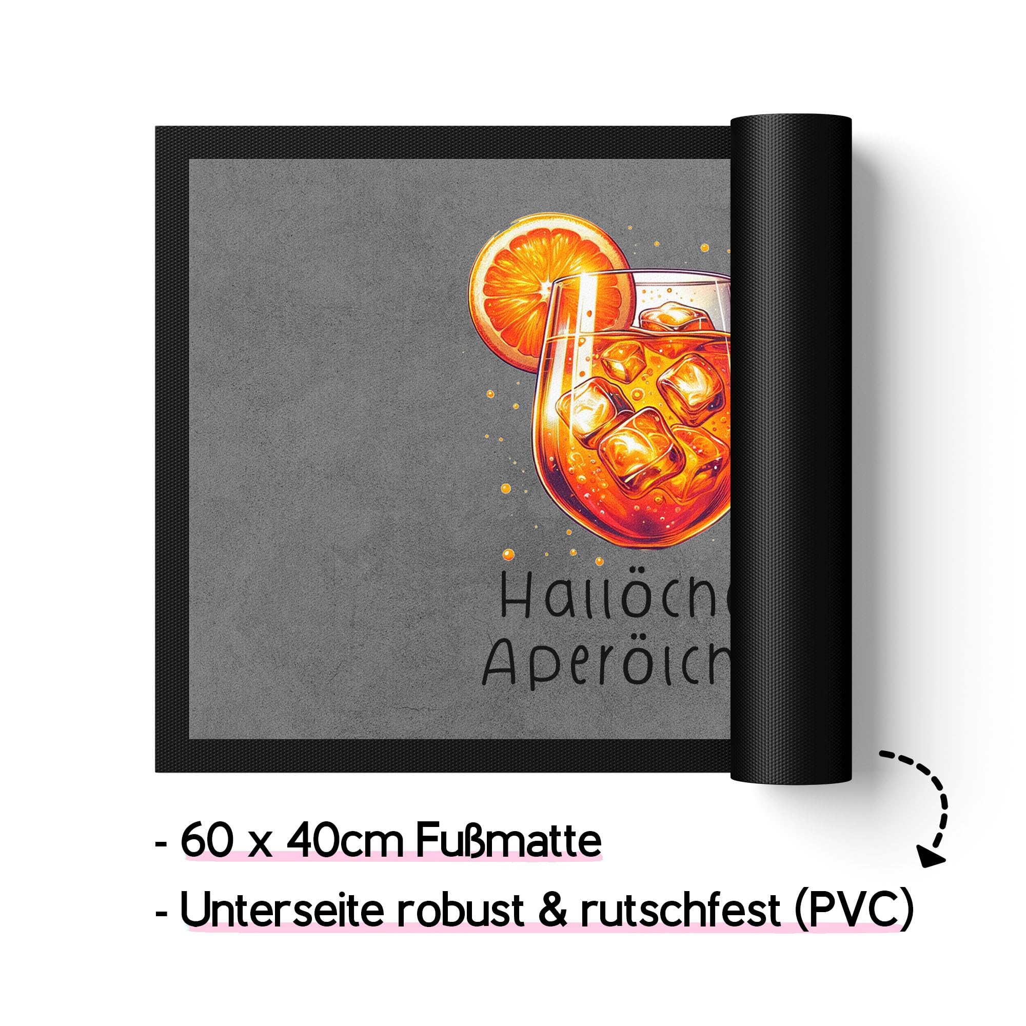 Fußmatte 'Hallöchen Aperölchen' – 60x40 Cm, Rutschfest, Mit Aperol-Spruch Für Sommer & Partys