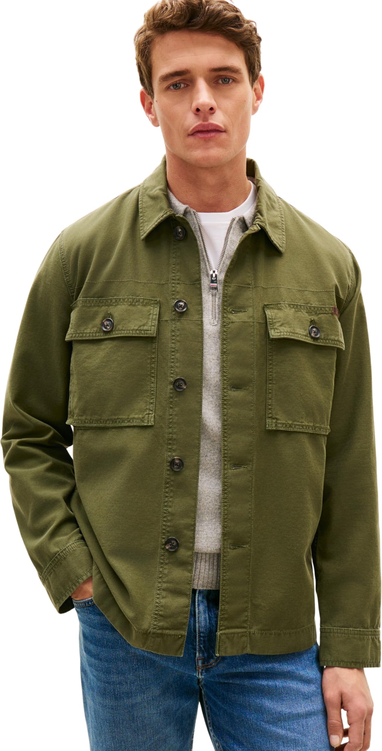 Tommy Hilfiger Garment Dyed Utility Overshirt - Green