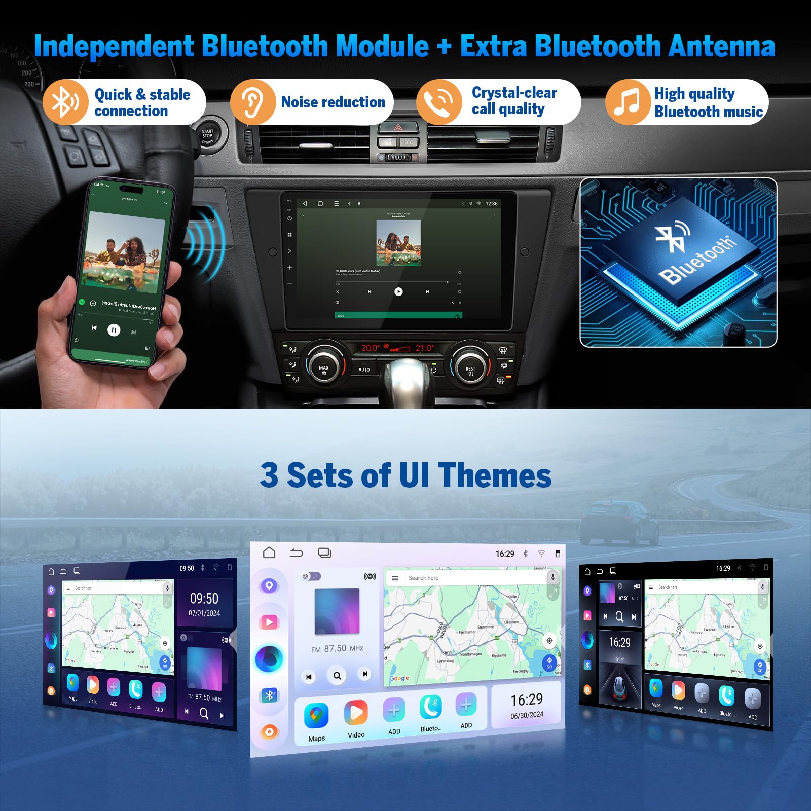 Eonon 9 Pollici Android 14 per BMW 3 E90 E91 E92 E93 (2005-2013) GPS CarPlay Android Auto Specchio Schermo Bluetooth WiFi Radio USB EQ DSP Telecamera Posteriore Autoradio E90X7