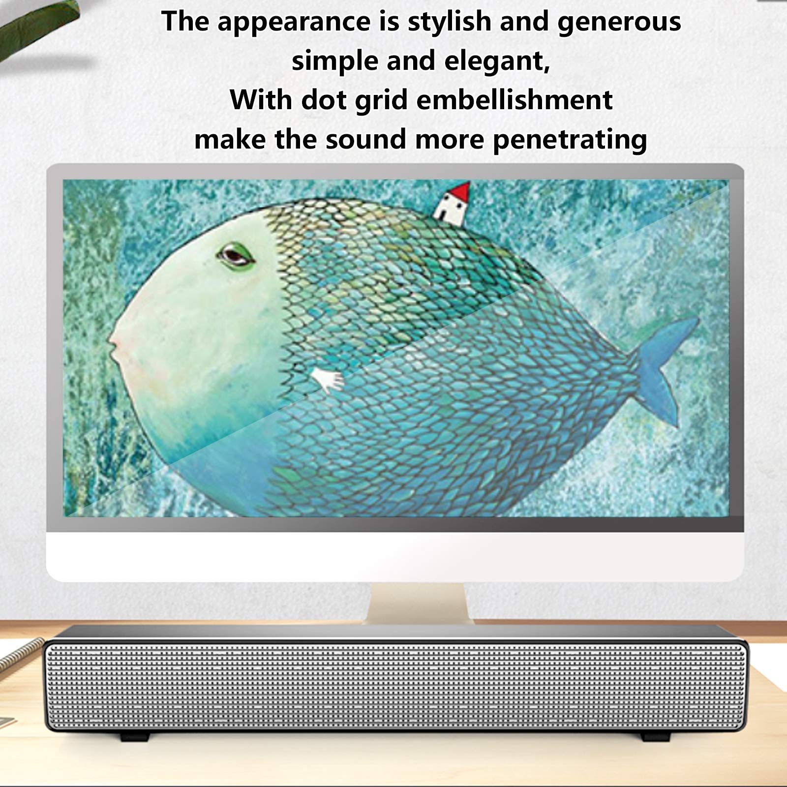 PC Altavoz Barra de Sonido 2.0 Canales para TV, Mini Soundbar Portátil Bluetooth 4.2 (Soporte Conexiones Óptico/RCA/Coaxiales/DSP) Subwoofer Inalámbrico,Blanco