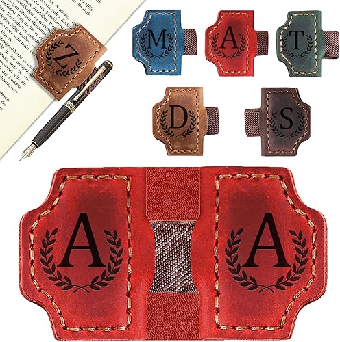 Custom Magnetic Bookmarks with Pen Holder - Leather Anniversary Gifts For Her