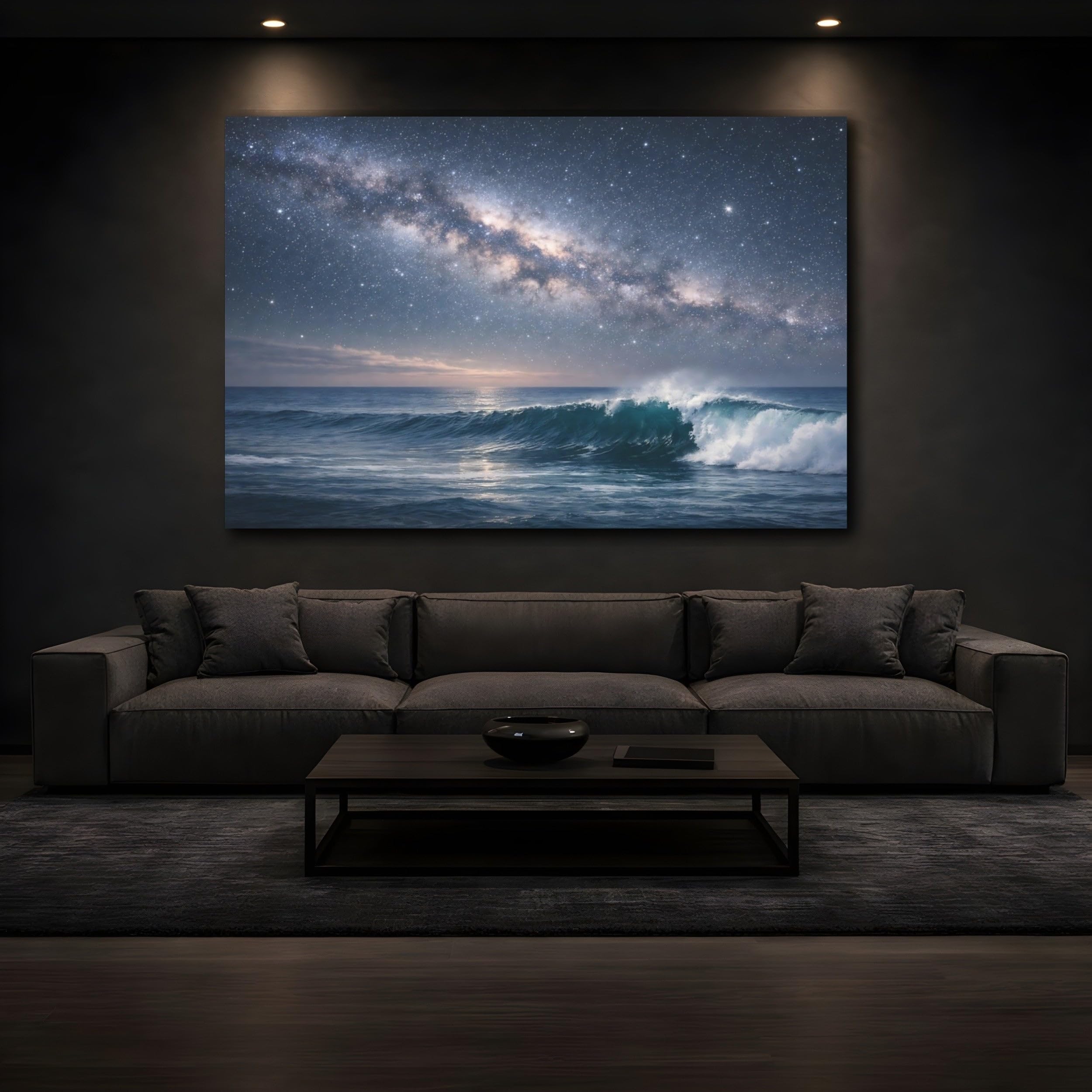 Nature Milky Way Ocean - Canvas Wall Art Print 24×16 inch (60×40 cm) - Horizontal / 1.25 inch (3 cm)