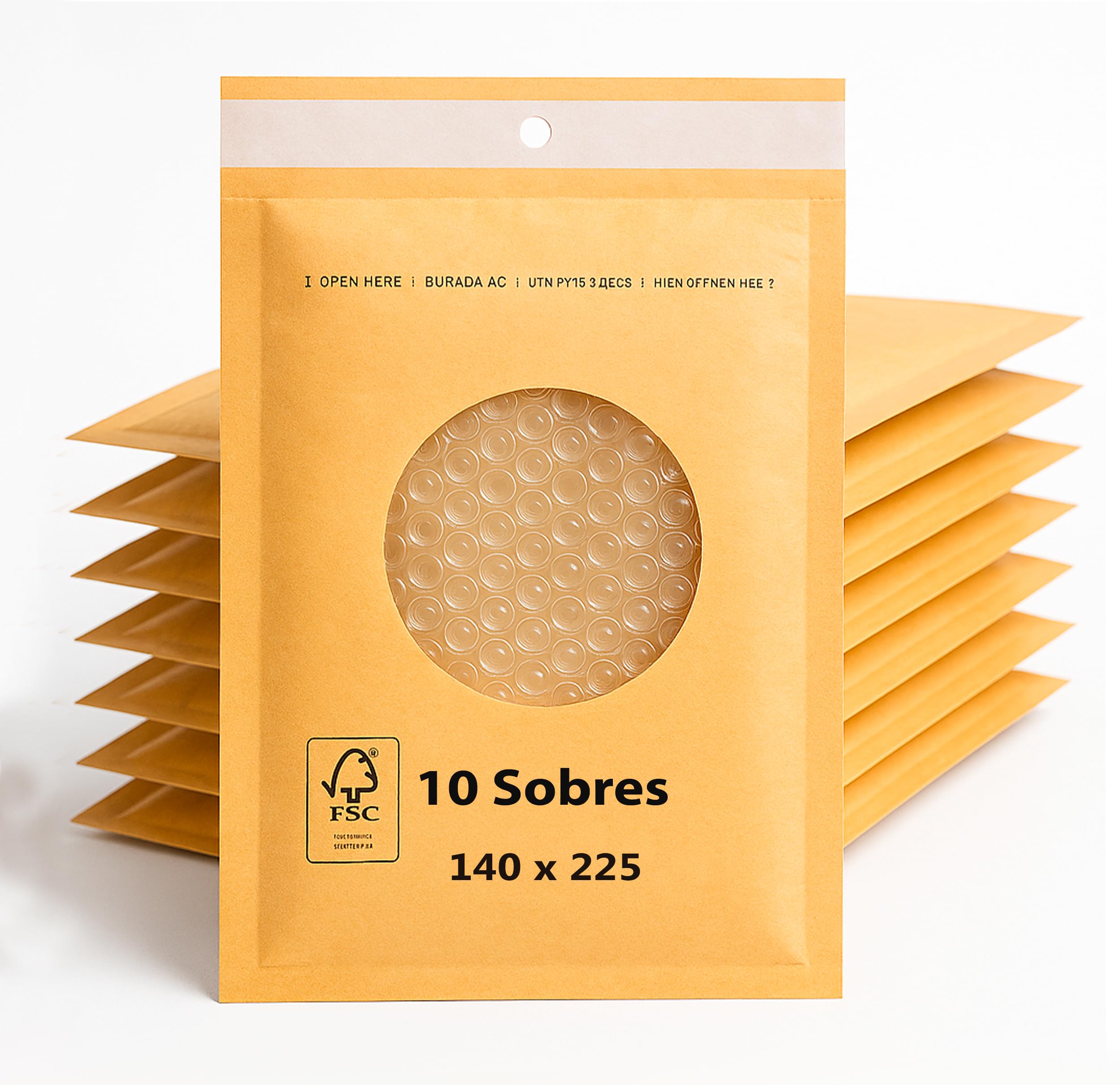 Sobres Acolchados de Burbujas, Varios Tamaños, Paquetes de 10-200 Unidades, Color Marrón, Sobres Protectores para Envíos (10, 140x225 mm)