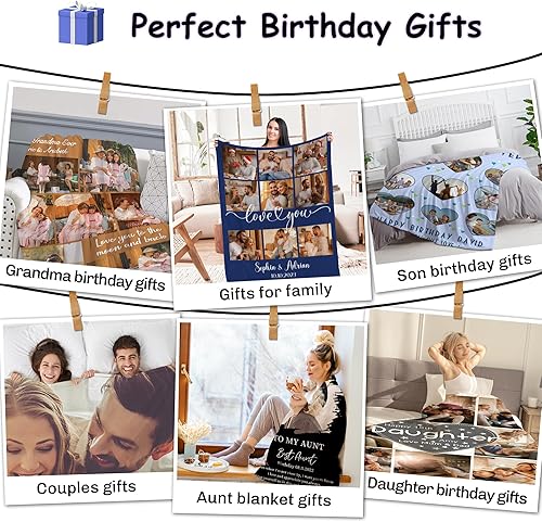 Miniatura 6 de Manta personalizada para parejas, regalos de Navidad para pareja, novia, novio, fotos personalizadas con nombres, manta de fotos personalizada para
