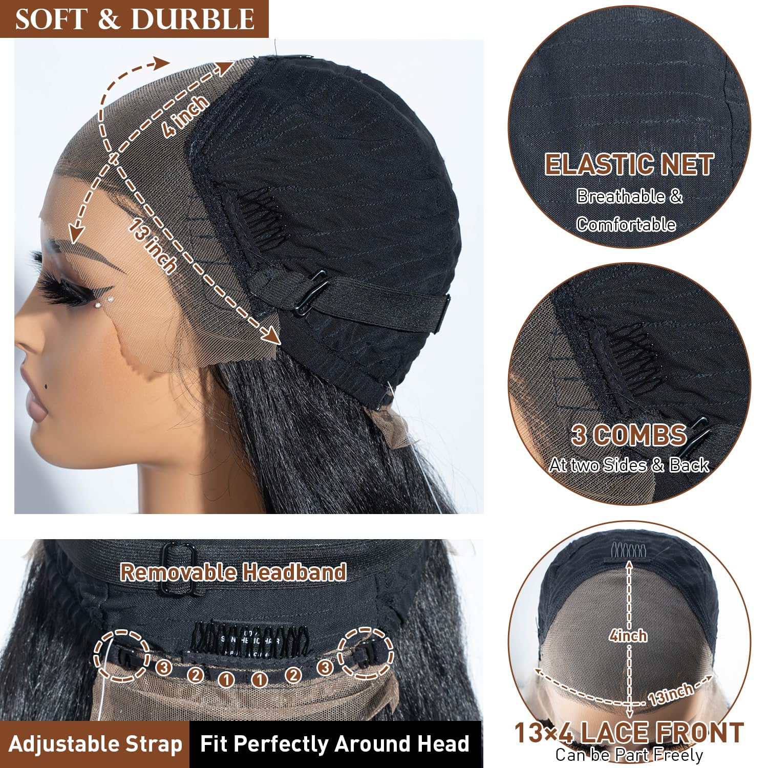 Joedir Körperwelle Perücken für Frauen 13X4 Lace Frontal Perücke Vorgezupft Synthetische Lace Front Perücken 30 Zoll Loose Deep Wave Perücke mit Baby Haar
