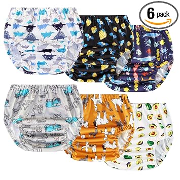 Joyo roy 6Pcs Waterproof Cloth Diaper Cover Reusable Plastic Training Pants for Toddlers Diaper Covers for Boys Leak Proof Rubber Underwear for Potty Training Plastic Underwear for Toddlers 5T