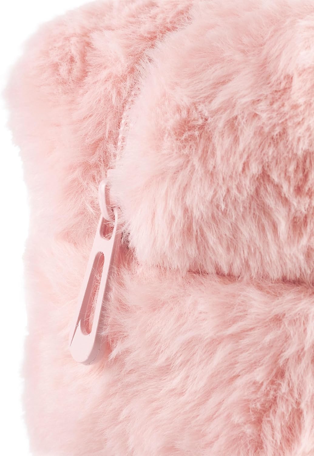 Barbie Womens Fluffy Makeup Bag | Ladies All Over Fur with Embroidered Logo in Pink | Classic Logo Zip Cosmetic Storage Bag