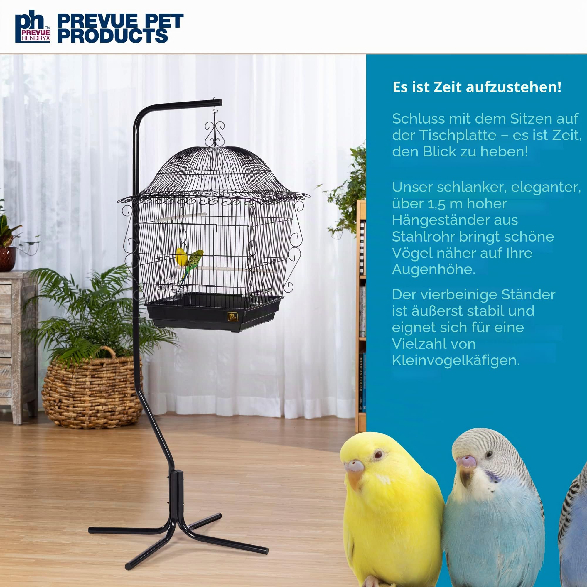 Prevue Pet Products Stahlrohr zum Aufhängen Vogelkäfig Ständer 1780 schwarz, 24 von 24 von 152,4 cm